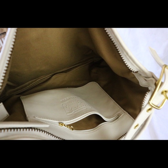 VINTAGE COACH Off White Shoulder Hobo Tote Bag ! - Picture 4 of 5